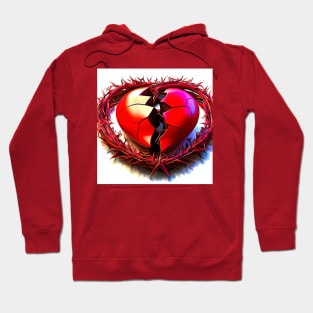 3D Look Artificial Intelligence Art Sacred Heart of Jesus Abstract Expressionism Hoodie